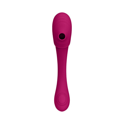 VIVE MIRAI RECHARGEABLE DOUBLE ENDED PULSE WAVE & AIR WAVE BENDABLE SILICONE VIBRATOR PINK