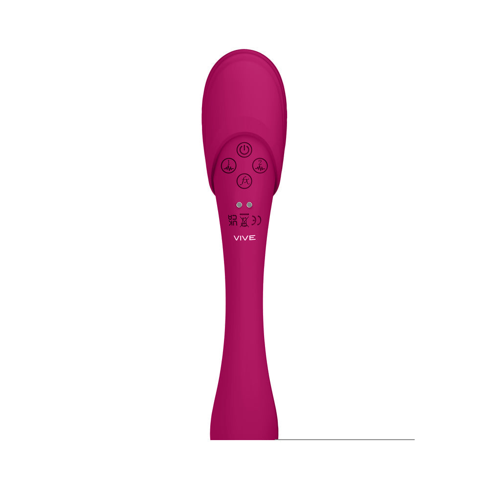 VIVE MIRAI RECHARGEABLE DOUBLE ENDED PULSE WAVE & AIR WAVE BENDABLE SILICONE VIBRATOR PINK