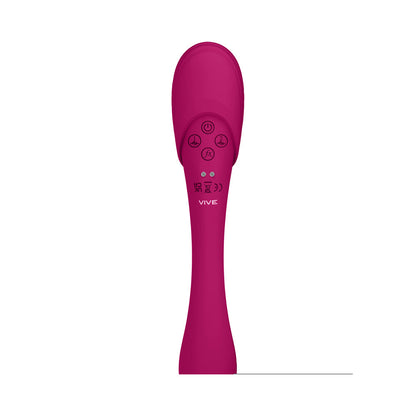 VIVE MIRAI RECHARGEABLE DOUBLE ENDED PULSE WAVE & AIR WAVE BENDABLE SILICONE VIBRATOR PINK