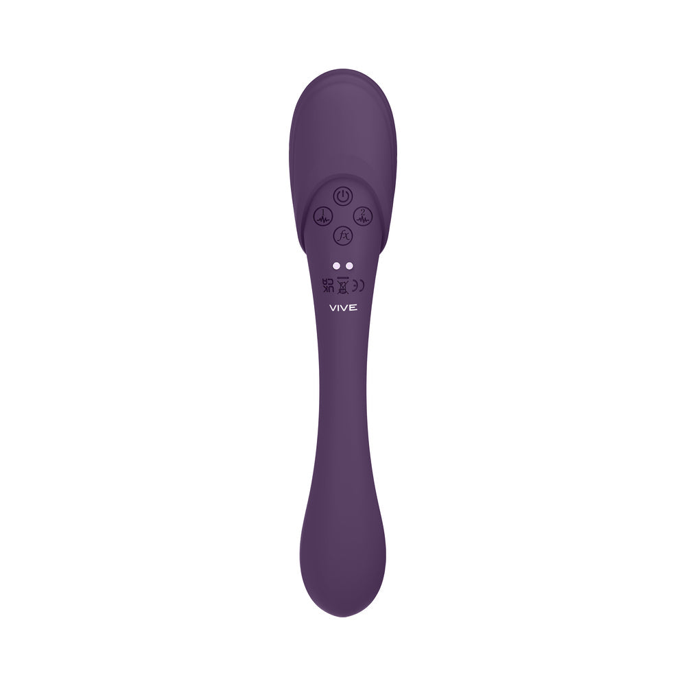 VIVE MIRAI RECHARGEABLE DOUBLE ENDED PULSE WAVE & AIR WAVE BENDABLE SILICONE VIBRATOR PURPLE