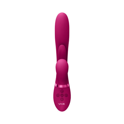 VIVE KURA RECHARGEABLE THRUSTING SILICONE G-SPOT VIBRATOR WITH FLAPPING TONGUE AND PULSE WAVE STIMULATOR PINK