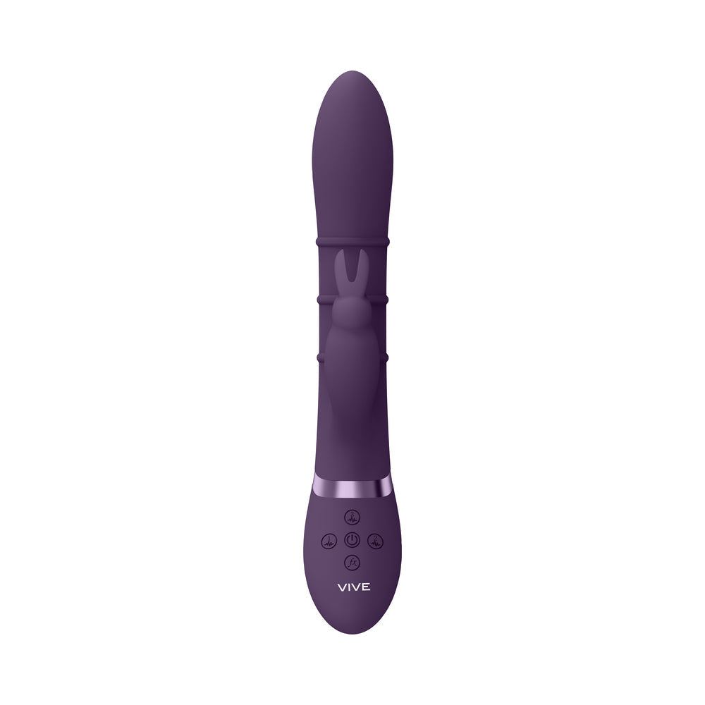 VIVE SORA RECHARGEABLE SILICONE G-SPOT RABBIT VIBRATOR WITH UP & DOWN STIMULATING RINGS PURPLE
