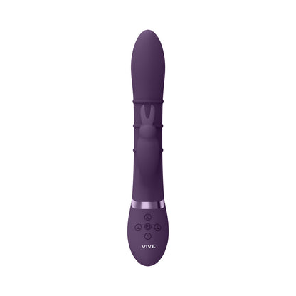 VIVE SORA RECHARGEABLE SILICONE G-SPOT RABBIT VIBRATOR WITH UP & DOWN STIMULATING RINGS PURPLE
