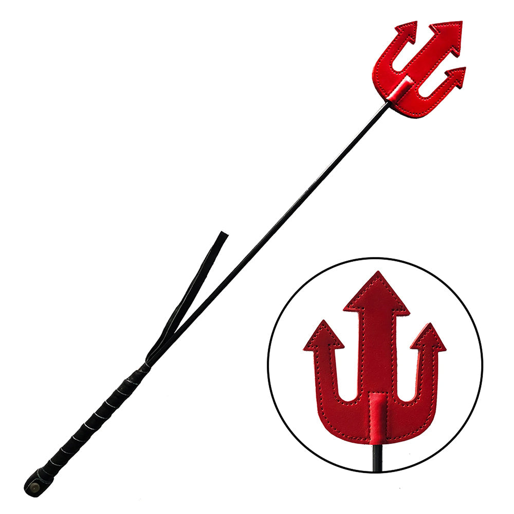 ROUGE LEATHER DEVIL RIDING CROP RED