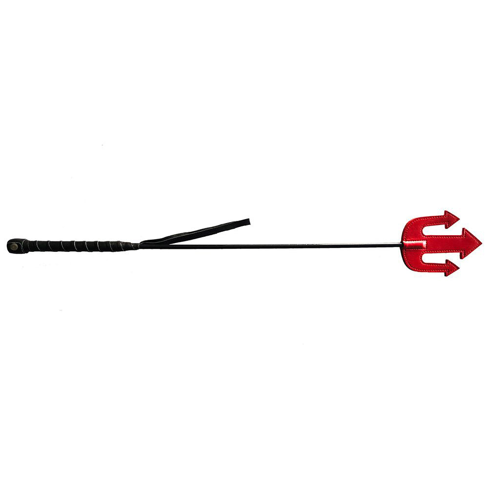 ROUGE LEATHER DEVIL RIDING CROP RED