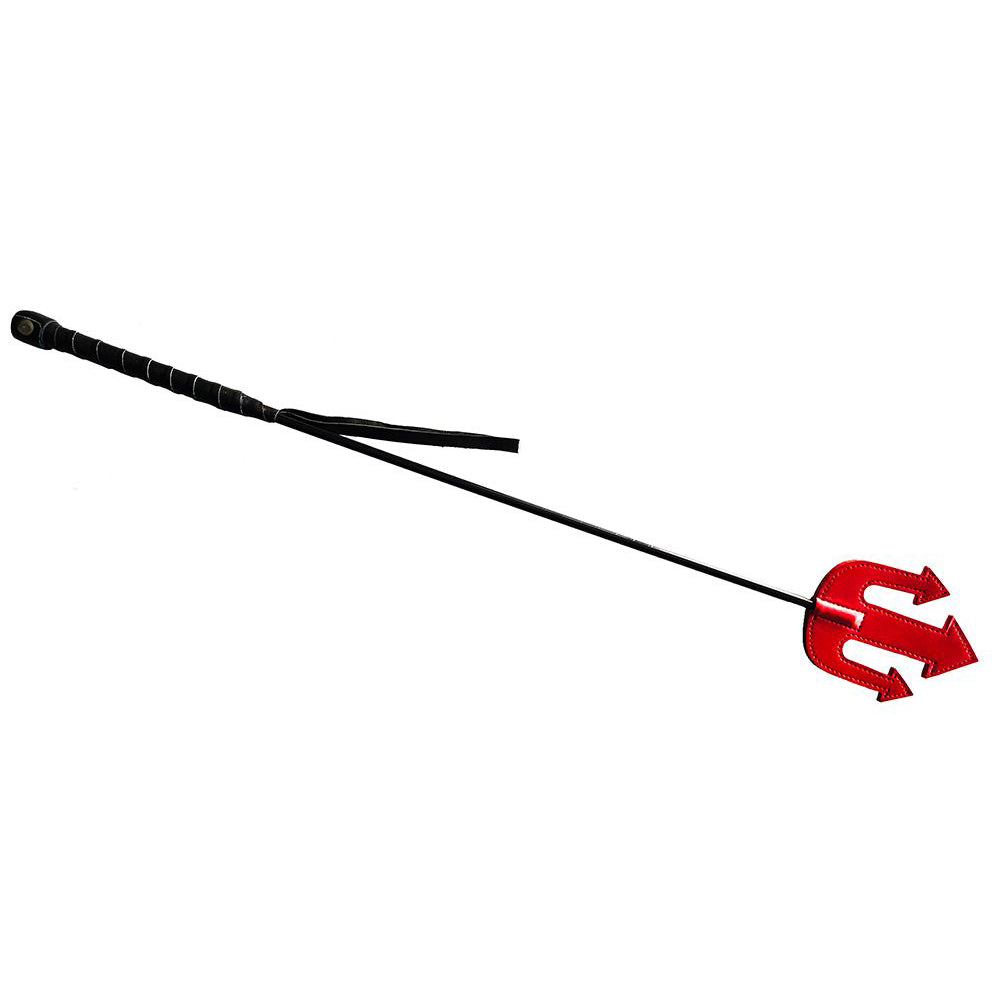 ROUGE LEATHER DEVIL RIDING CROP RED
