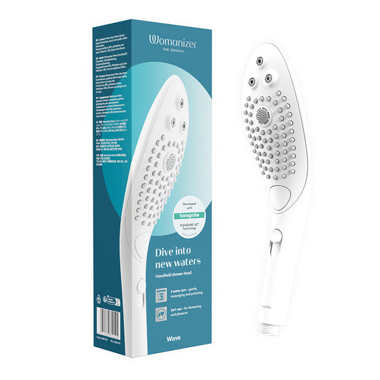 WOMANIZER WAVE SHOWER HEAD MASTURBATOR WHITE