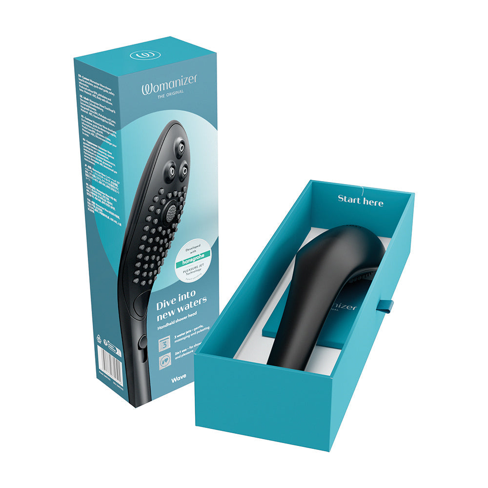 WOMANIZER WAVE SHOWER HEAD MASTURBATOR BLACK
