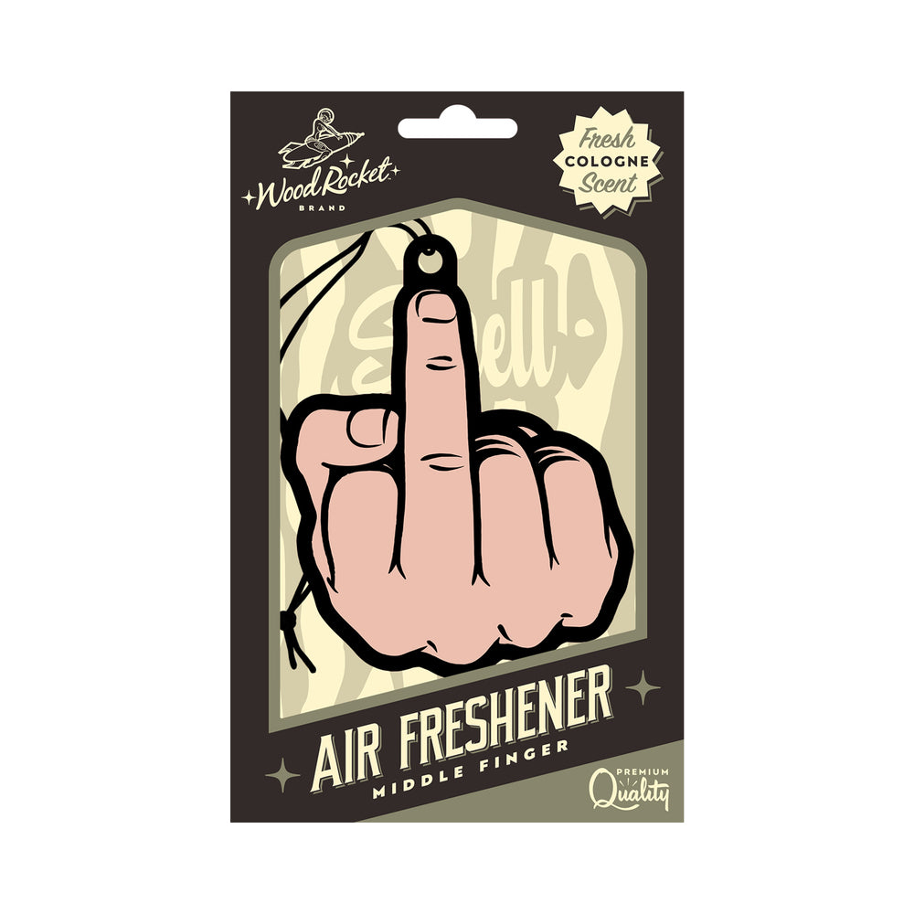 WOOD ROCKET AIR FRESHENER MIDDLE FINGER PEACH