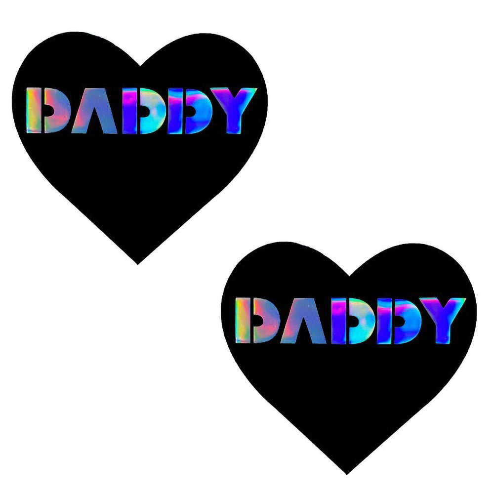 NEVA NUDE PASTY DADDY HEART VINYL BLACK