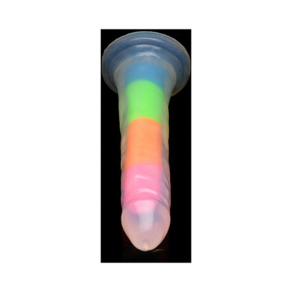 LOLLICOCK SILICONE DILDO 7 IN. RAINBOW GLOW IN THE DARK