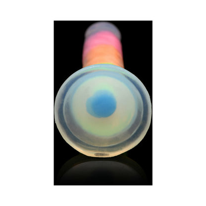 LOLLICOCK SILICONE DILDO 7 IN. RAINBOW GLOW IN THE DARK