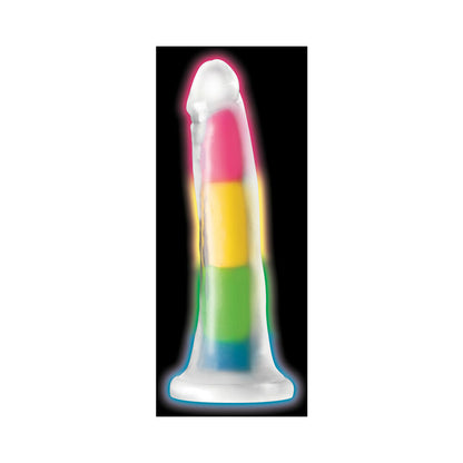 LOLLICOCK SILICONE DILDO 7 IN. RAINBOW GLOW IN THE DARK