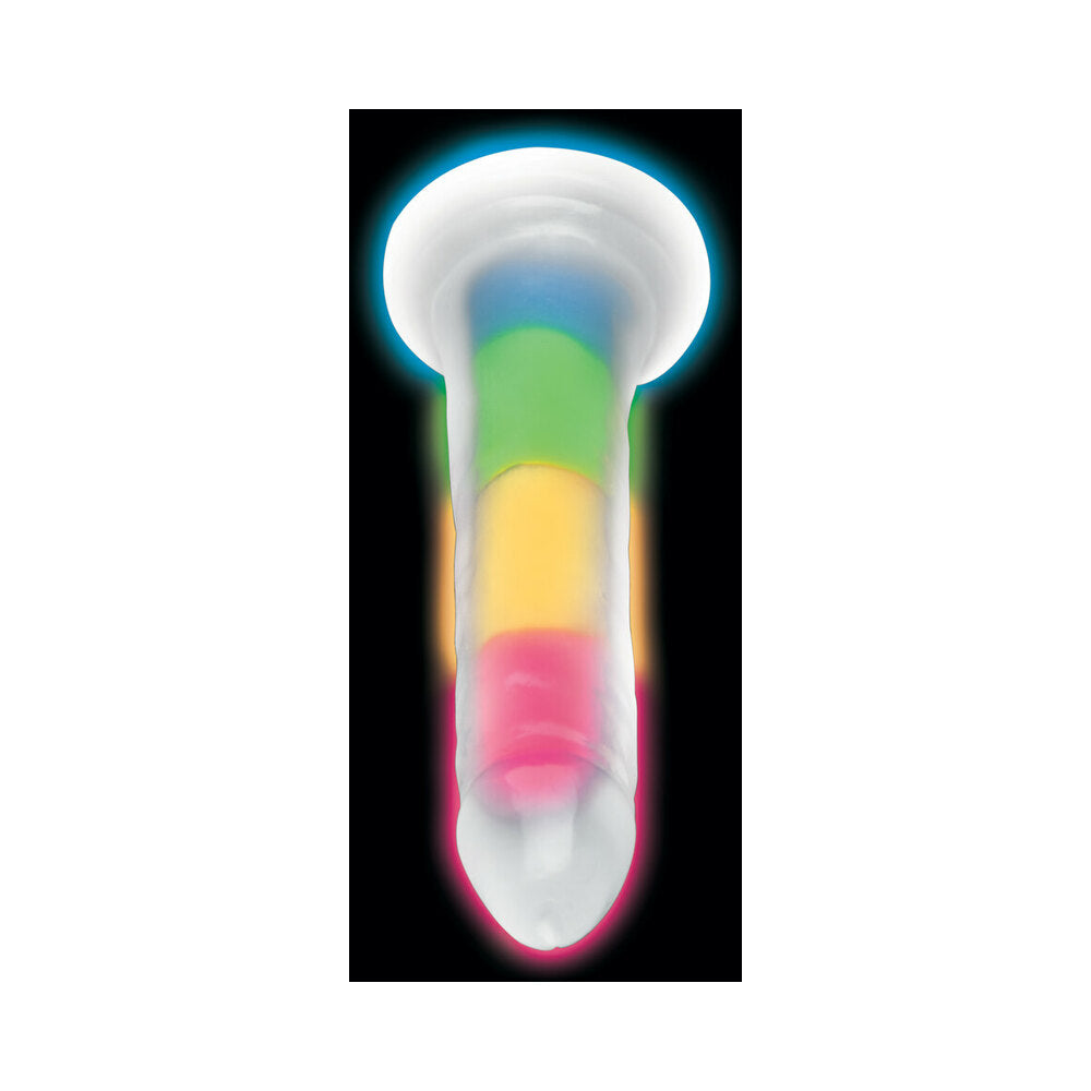 LOLLICOCK SILICONE DILDO 7 IN. RAINBOW GLOW IN THE DARK