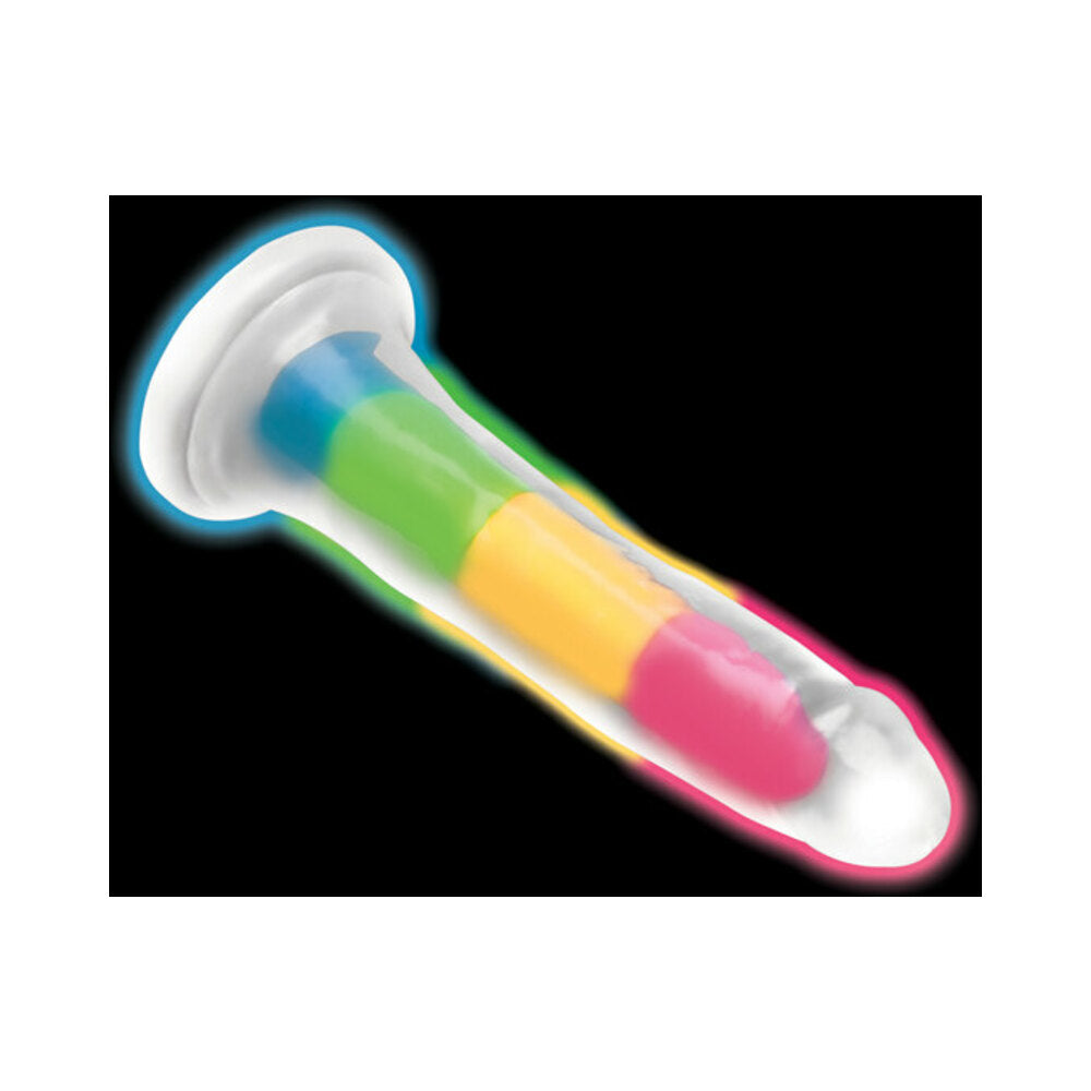 LOLLICOCK SILICONE DILDO 7 IN. RAINBOW GLOW IN THE DARK