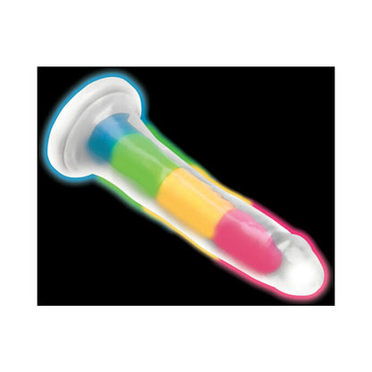 LOLLICOCK SILICONE DILDO 7 IN. RAINBOW GLOW IN THE DARK