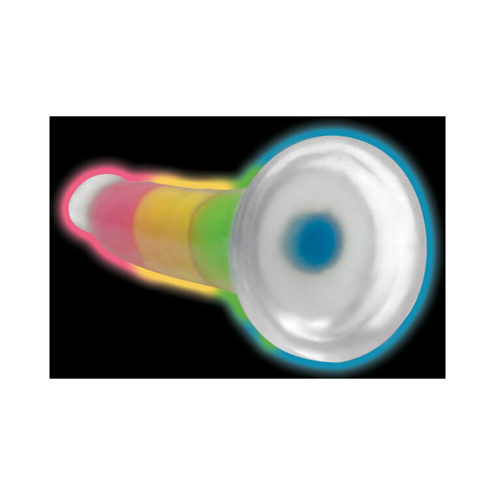 LOLLICOCK SILICONE DILDO 7 IN. RAINBOW GLOW IN THE DARK