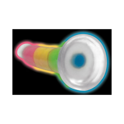 LOLLICOCK SILICONE DILDO 7 IN. RAINBOW GLOW IN THE DARK