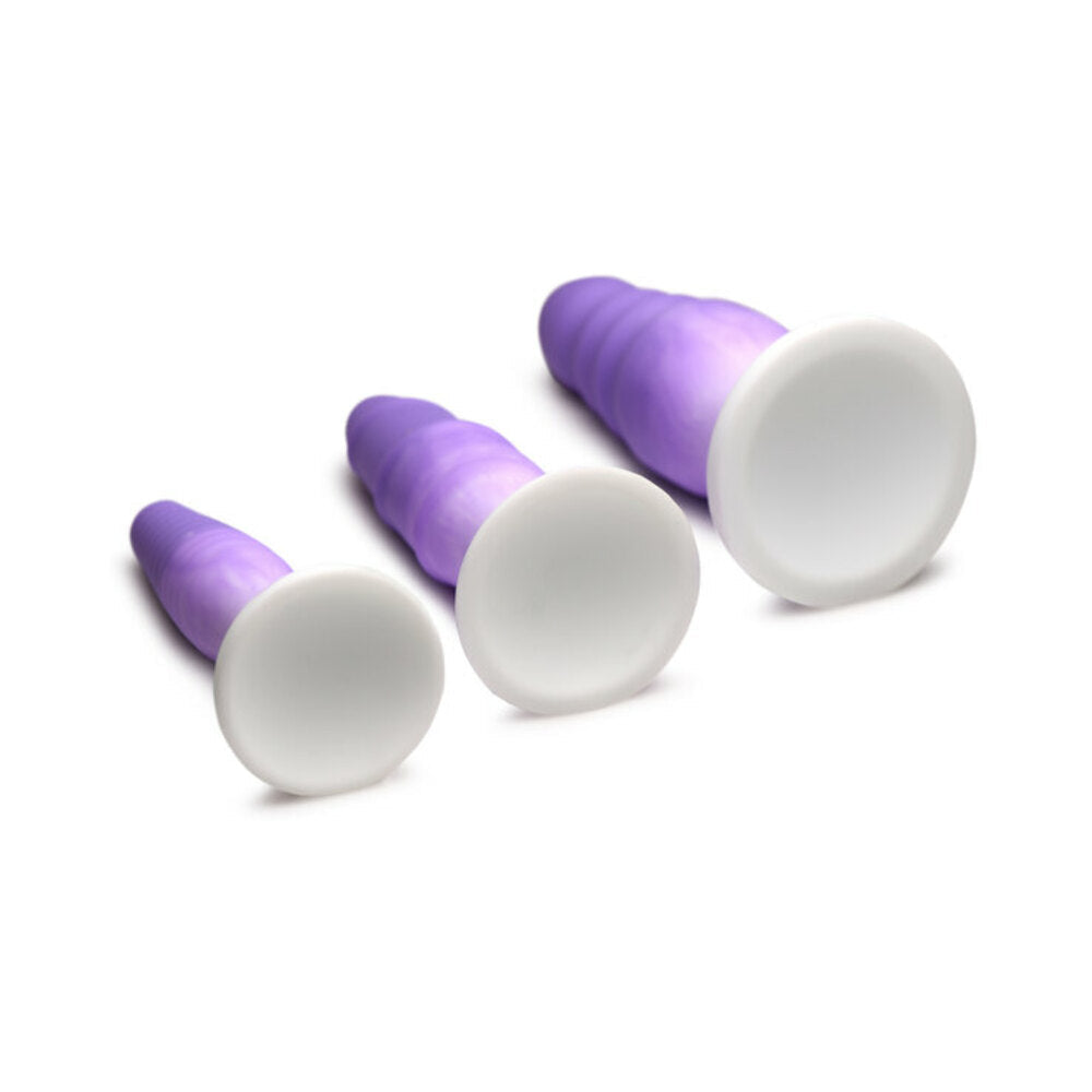 NOVEDADES CURVE - JUEGO DE BUTT PLUGS DE SILICONA SIMPLY SWEET PÚRPURA