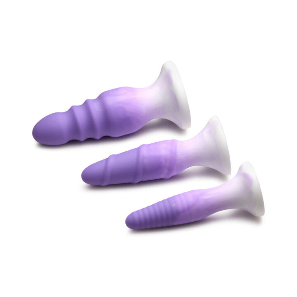 NOVEDADES CURVE - JUEGO DE BUTT PLUGS DE SILICONA SIMPLY SWEET PÚRPURA