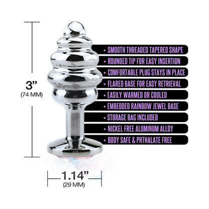 NIXIE RIBBED METAL BUTT PLUG HONEY DIPPER SMALL