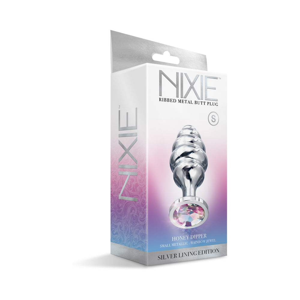 GLOBAL NOVELTIES - NIXIE RIBBED METAL BUTT PLUG HONEY DIPPER SMALL
