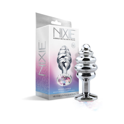 GLOBAL NOVELTIES - NIXIE RIBBED METAL BUTT PLUG HONEY DIPPER MEDIUM