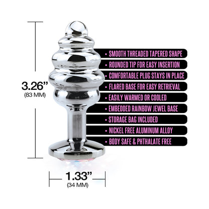 GLOBAL NOVELTIES - NIXIE RIBBED METAL BUTT PLUG HONEY DIPPER MEDIUM