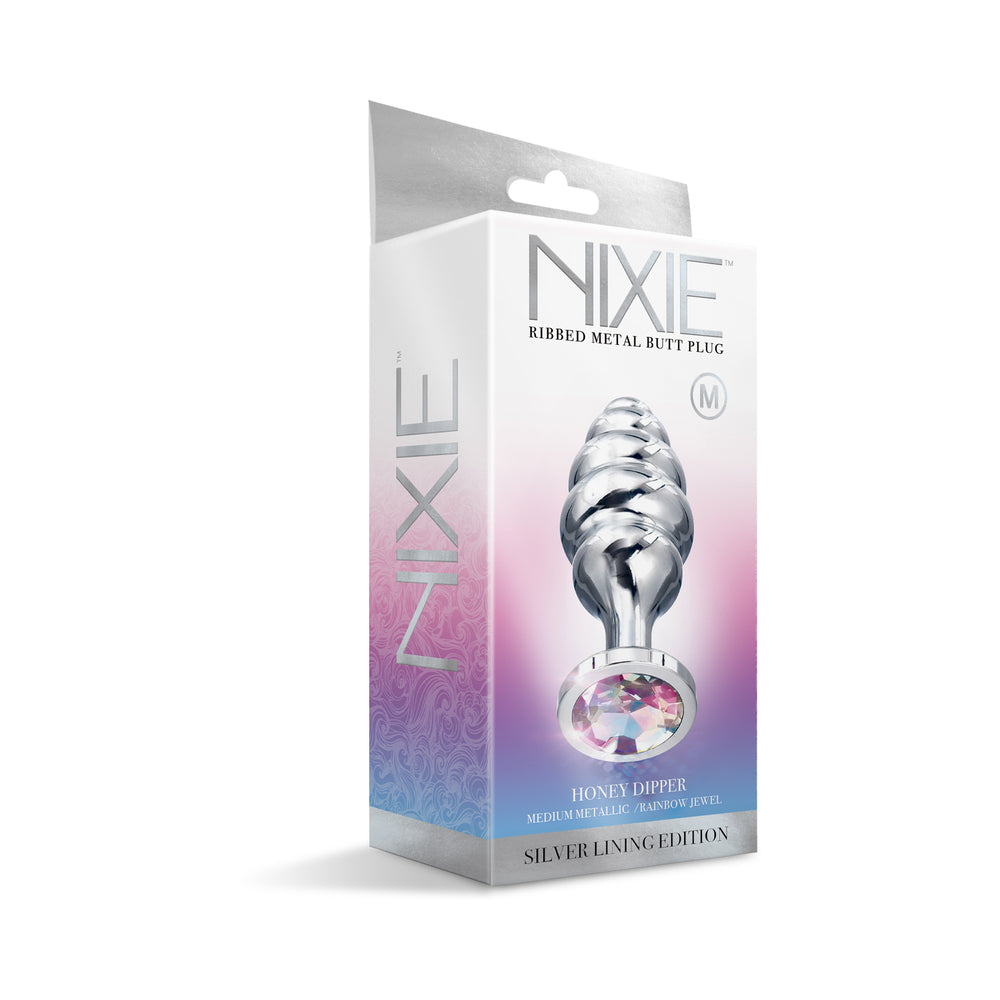 GLOBAL NOVELTIES - NIXIE RIBBED METAL BUTT PLUG HONEY DIPPER MEDIUM