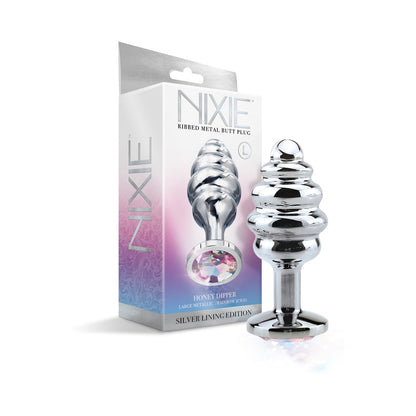 GLOBAL NOVELTIES - NIXIE RIBBED METAL BUTT PLUG HONEY DIPPER LARGE
