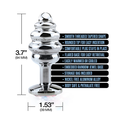 GLOBAL NOVELTIES - NIXIE RIBBED METAL BUTT PLUG HONEY DIPPER LARGE