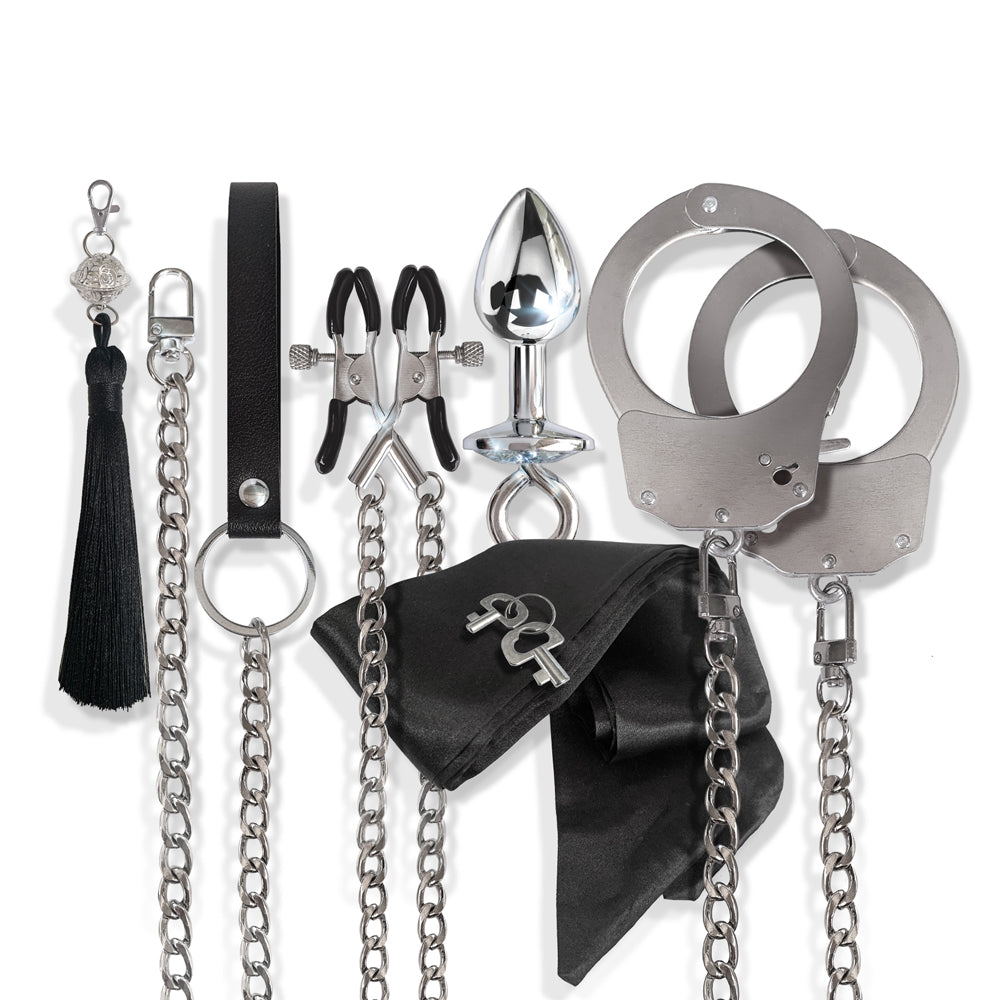 GLOBAL NOVELTIES - NIXIE METAL BONDAGE 8-PIECE KIT SILVER