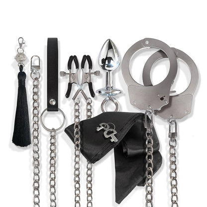 GLOBAL NOVELTIES - NIXIE METAL BONDAGE 8-PIECE KIT SILVER