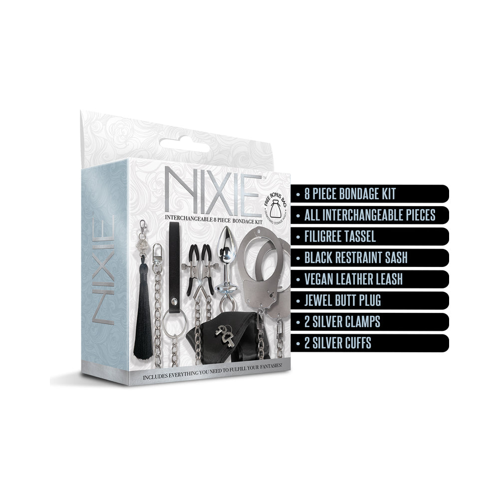 GLOBAL NOVELTIES - NIXIE METAL BONDAGE 8-PIECE KIT SILVER