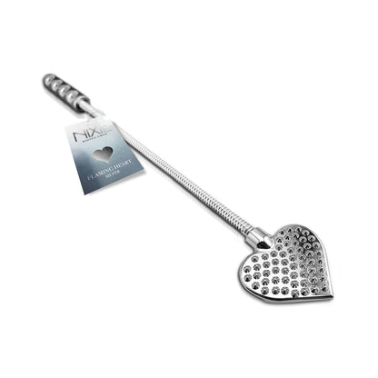 NIXIE METAL RIDING CROP FLAMING HEART