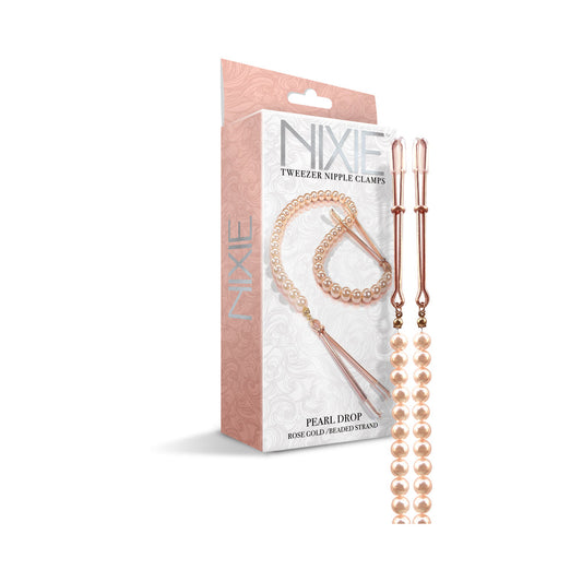 NIXIE PEARL DROP BEADED TWEEZER NIPPLE CLAMPS ROSE GOLD