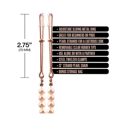 NIXIE PEARL DROP BEADED TWEEZER NIPPLE CLAMPS ROSE GOLD