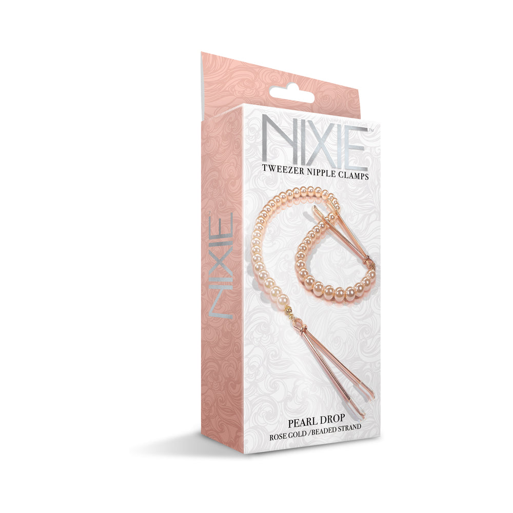 NIXIE PEARL DROP BEADED TWEEZER NIPPLE CLAMPS ROSE GOLD