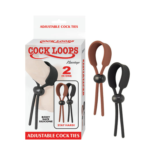 NASSTOYS - COCK LOOPS ADJUSTABLE COCK TIES BROWN & BLACK