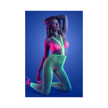 FANTASY LINGERIE GLOW COME ALIVE SET NEON GREEN O/S