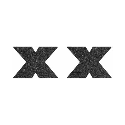 BIJOUX INDISCRETS FLASH REUSABLE GLITTER PASTIES CROSS BLACK