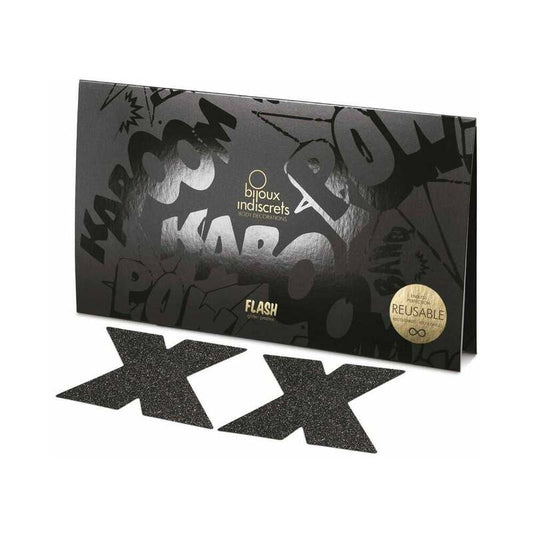 BIJOUX - INDISCRETS FLASH CROSS BLACK NIPPLE CAPS