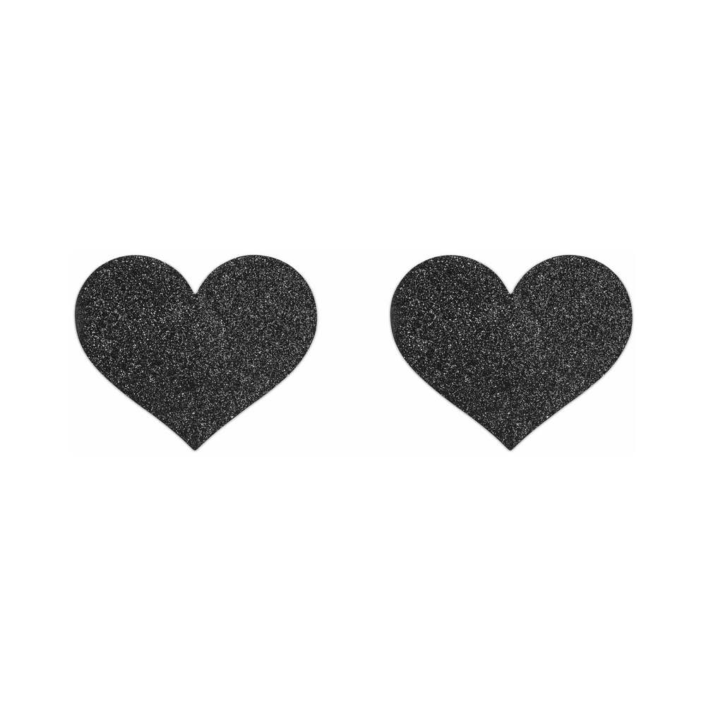 BIJOUX INDISCRETS FLASH REUSABLE GLITTER PASTIES HEART BLACK