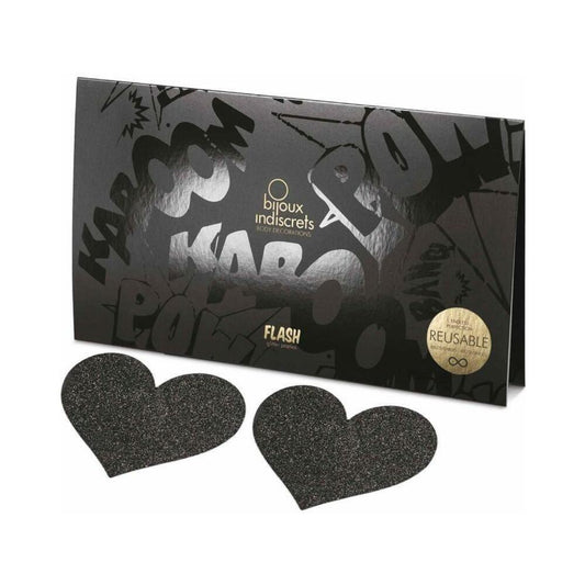 BIJOUX - RECORTES DE PEZÓN INDISCRETOS CON CORAZÓN NEGRO FLASH