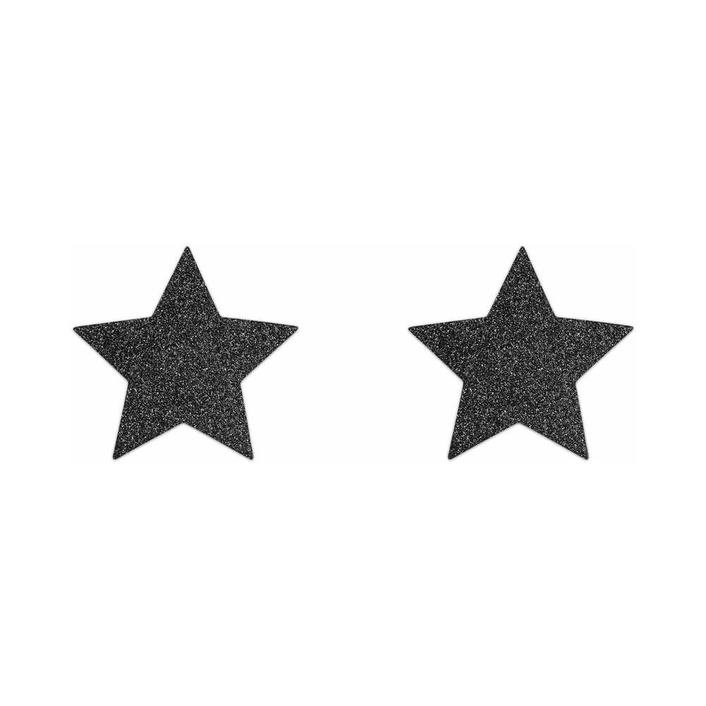 BIJOUX INDISCRETS FLASH REUSABLE GLITTER PASTIES STAR BLACK