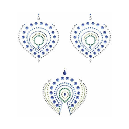 BIJOUX INDISCRETS FLAMBOYANT RHINESTONE BODY DECORATIONS BLUE/GREEN