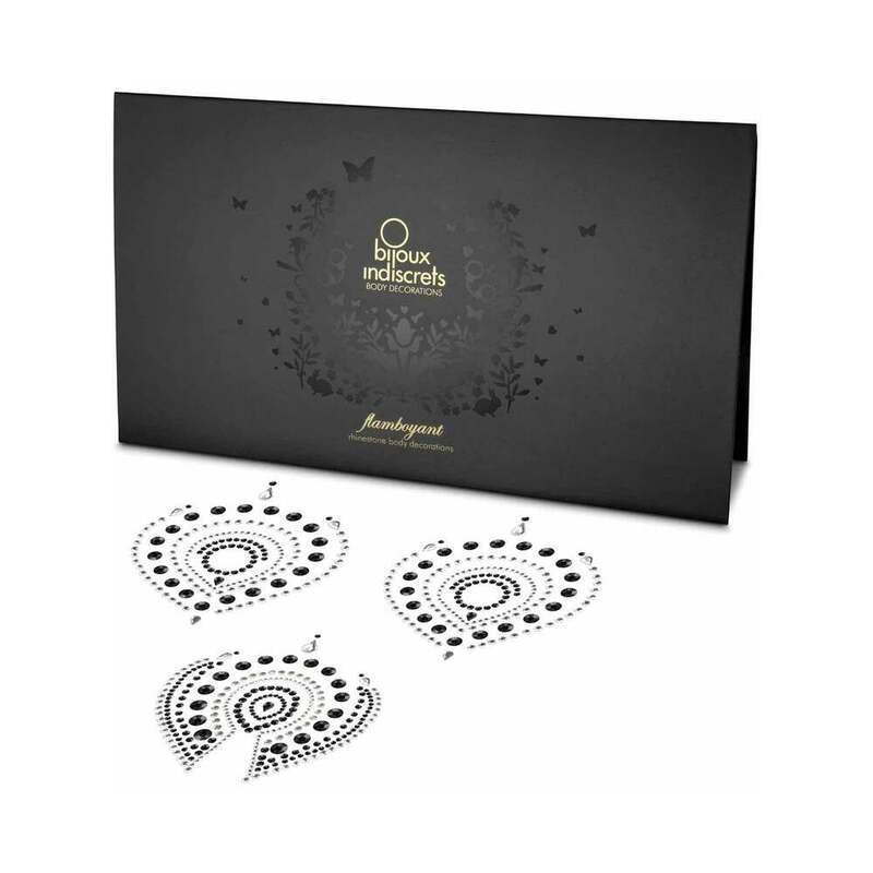 BIJOUX INDISCRETS FLAMBOYANT RHINESTONE BODY DECORATIONS BLACK/SILVER