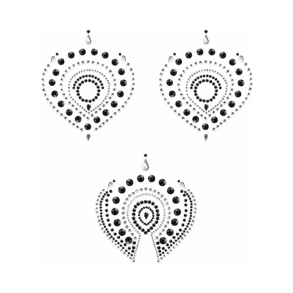 BIJOUX INDISCRETS FLAMBOYANT RHINESTONE BODY DECORATIONS BLACK/SILVER