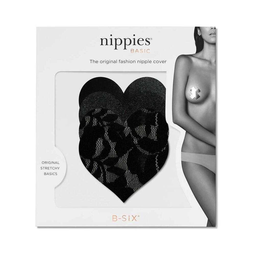 BRISTOLS 6 - NIPPIES BASIC BLACK HEARTS PASTIES SIZE C