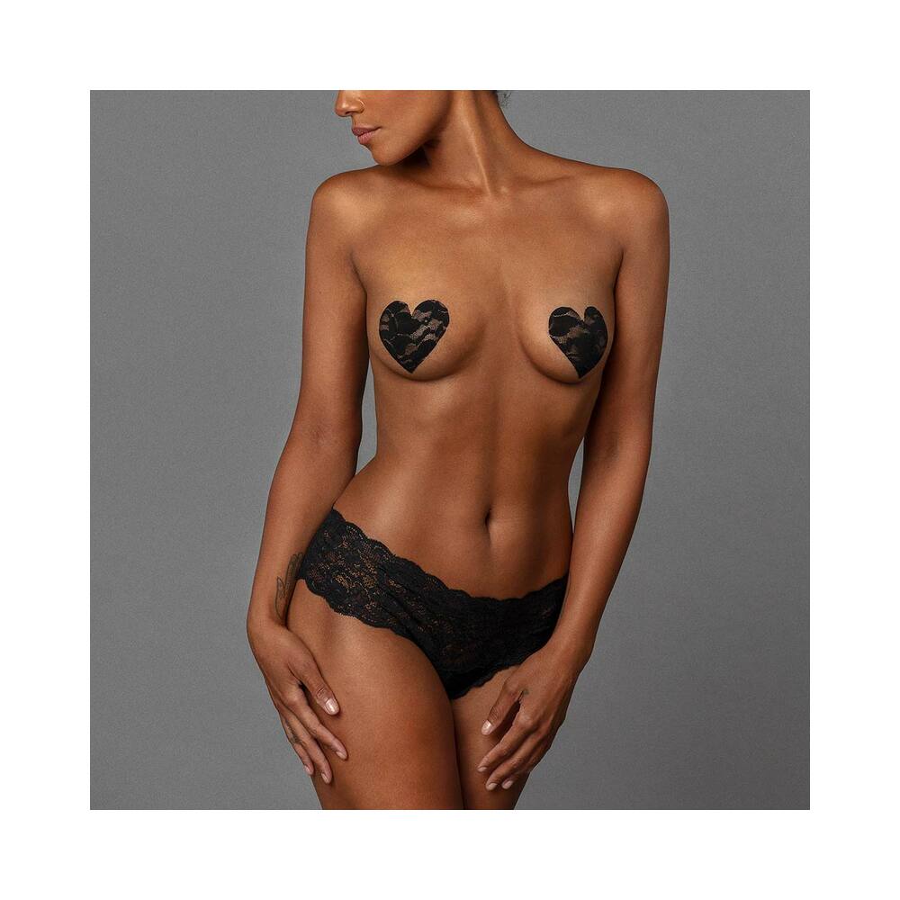 BRISTOLS 6 - NIPPIES BASIC BLACK HEARTS PASTIES SIZE C